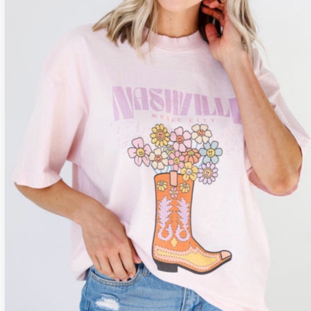 Pink Nashville Graphic T-Shirt